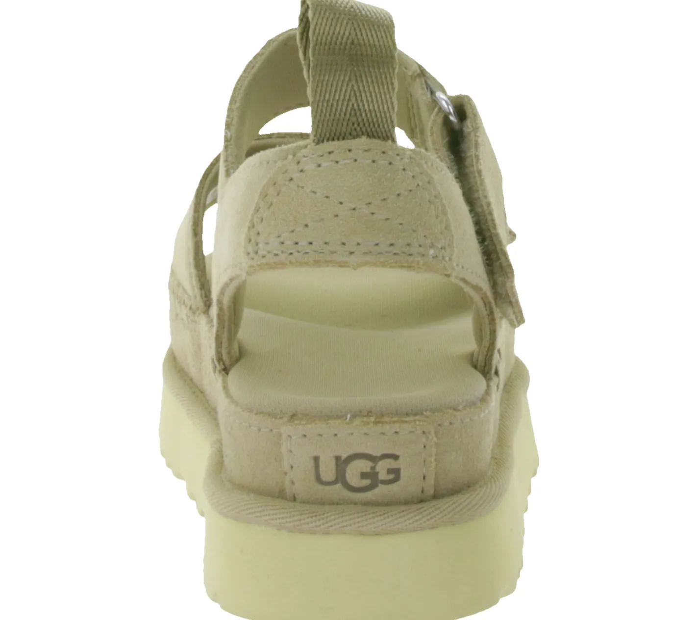 Zehentrenner & Sandalen*UGG Australia Goldenstar Damen nachhaltige Echtleder-Schuhe mit EVA-Sohle Plateau-Sandale Sandalette mit Klettverschluss 1136783-SAN Beige