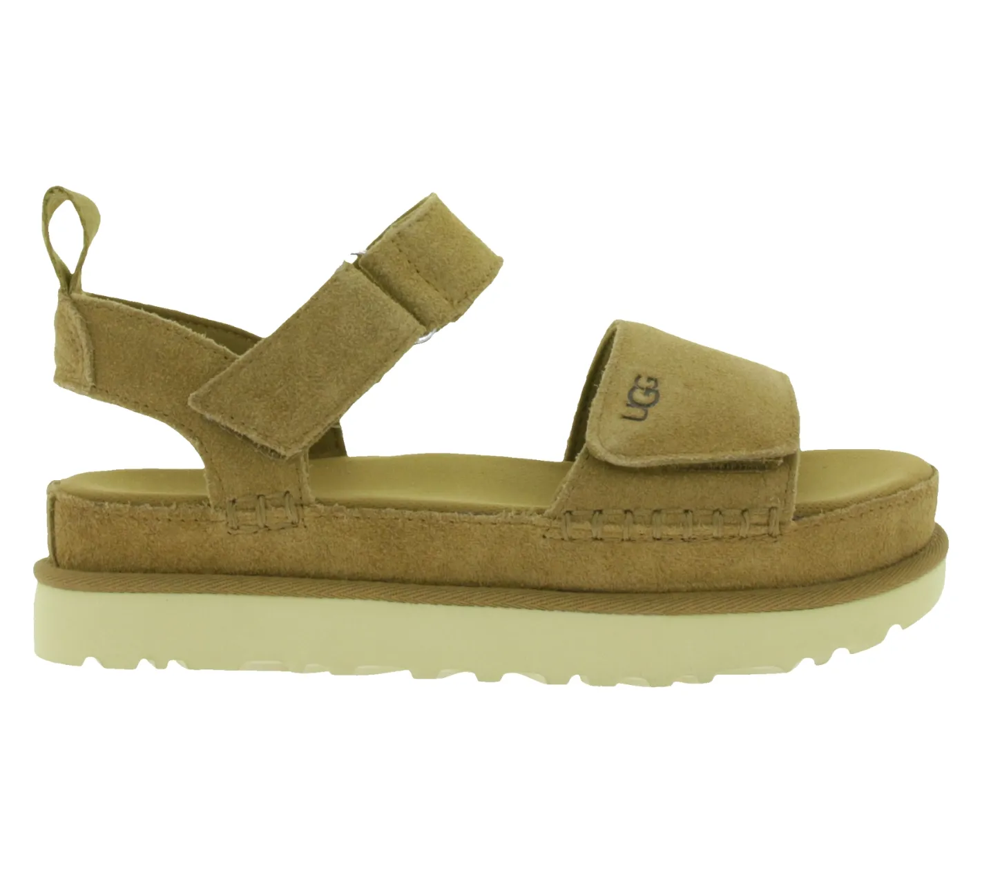 Zehentrenner & Sandalen*UGG Australia Goldenstar Damen nachhaltige Echtleder-Schuhe mit EVA-Sohle Plateau-Sandale Sandalette mit Klettverschluss 1136783 Braun