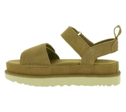 Zehentrenner & Sandalen*UGG Australia Goldenstar Damen nachhaltige Echtleder-Schuhe mit EVA-Sohle Plateau-Sandale Sandalette mit Klettverschluss 1136783 Braun