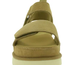 Zehentrenner & Sandalen*UGG Australia Goldenstar Damen nachhaltige Echtleder-Schuhe mit EVA-Sohle Plateau-Sandale Sandalette mit Klettverschluss 1136783 Braun