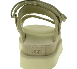 Zehentrenner & Sandalen*UGG Australia Goldenstar Slide Damen nachhaltige Echtleder-Schuhe mit EVA-Sohle Plateau-Sandale Sandalette mit Klettverschluss 1167399 Beige