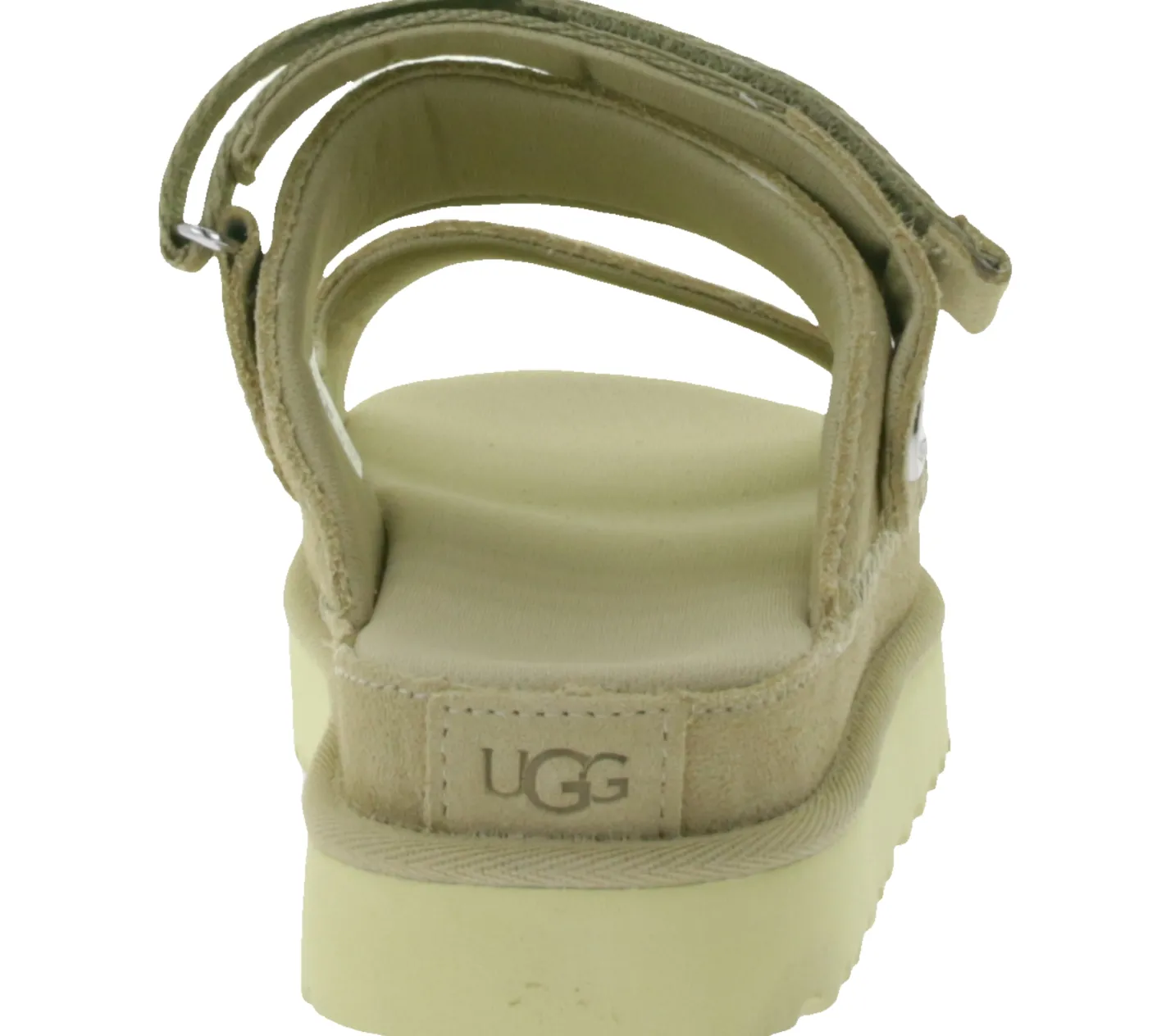 Zehentrenner & Sandalen*UGG Australia Goldenstar Slide Damen nachhaltige Echtleder-Schuhe mit EVA-Sohle Plateau-Sandale Sandalette mit Klettverschluss 1167399 Beige