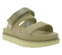 Zehentrenner & Sandalen*UGG Australia Goldenstar Slide Damen nachhaltige Echtleder-Schuhe mit EVA-Sohle Plateau-Sandale Sandalette mit Klettverschluss 1167399 in Beige oder Braun