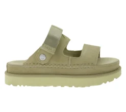 Zehentrenner & Sandalen*UGG Australia Goldenstar Slide Damen nachhaltige Echtleder-Schuhe mit EVA-Sohle Plateau-Sandale Sandalette mit Klettverschluss 1167399 in Beige oder Braun
