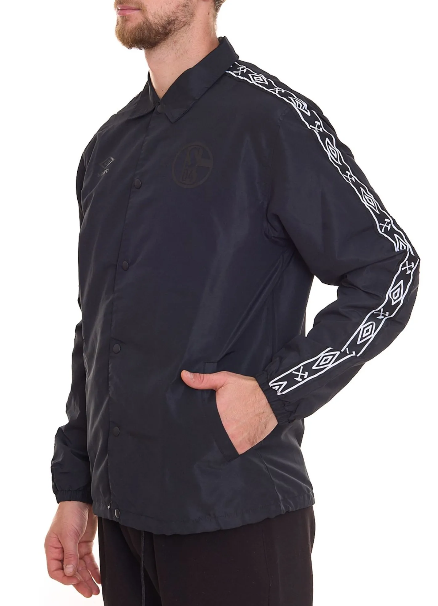 Sportoberbekleidung|Jacken & Mäntel*umbro FC Schalke Herren Übergangs-Jacke Alltags-Jacke mit Kent-Kragen UMJM0436 060 Schwarz