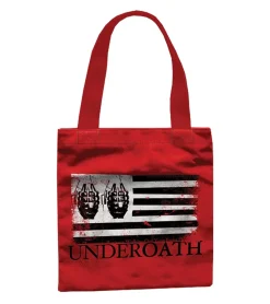 Rucksäcke & Taschen*BioworldMerch Underoath Metalcore-Band Umhänge-Tasche stylische Einkaufstasche Fan-Artikel 31 x 33 x 3 cm LB1071901UND Rot/Schwarz/Weiß