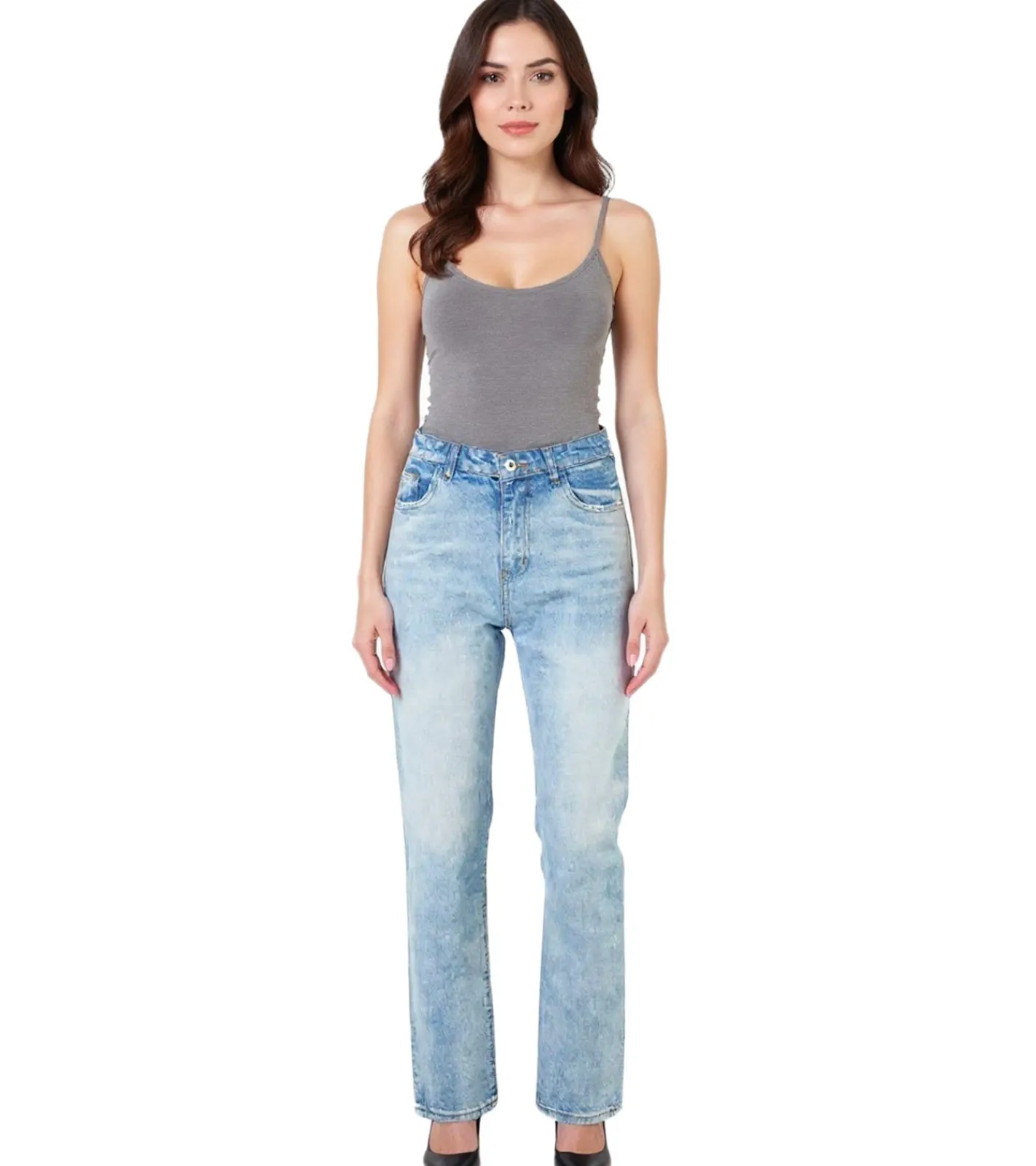 Hosen & Jeans*UNEFFECTED Destroyed Denim Straight Fit Jeans eisblau