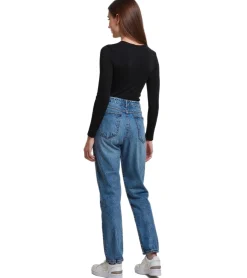 Hosen & Jeans*UNEFFECTED Destroyed Straight Fit Jeans mittelblau