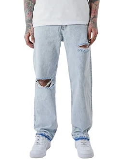 Jeans & Hosen*UNEFFECTED Weite Destroyed Loose Fit Jeans hellblau