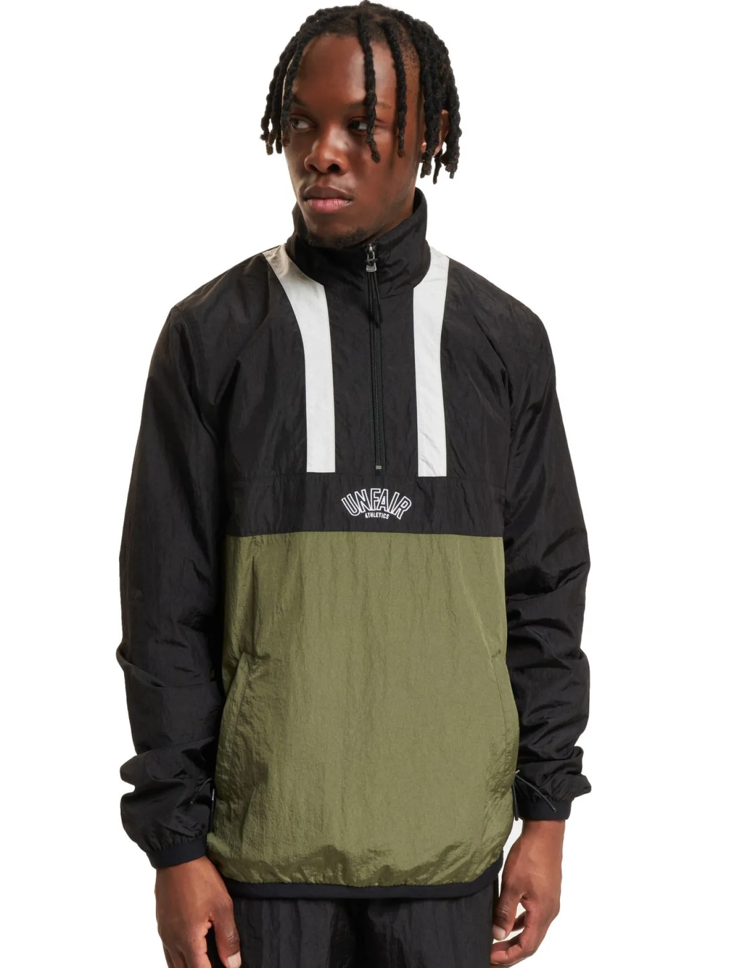 Jacken & Mäntel*UNFAIR ATHLETICS Elementary Crushed Halfzip Übergangsjacken schwarz grün
