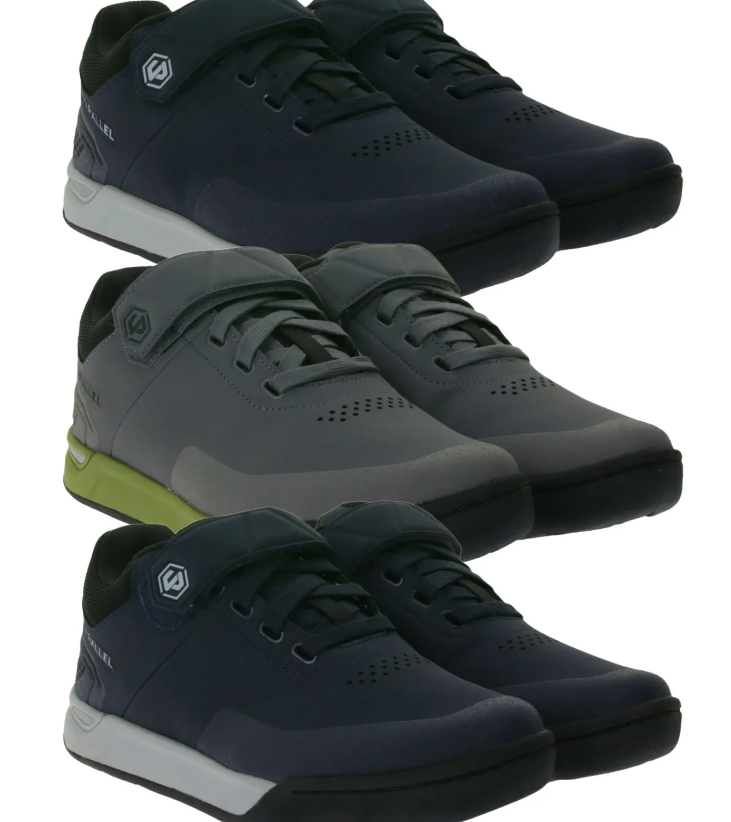 Radsport|Sneaker & Turnschuhe*UNPARALLEL UP Link Damen oder Herren Fahrrad-Schuhe mit EVA-Sohle MTB-Schuhe vibrationsabsorbierende Sport-Sneaker mit OrthoLite Fahrrad-Sport mit Klettverschluss 291522 in Dunkelgrau/Grün oder Dunkelblau/Grau