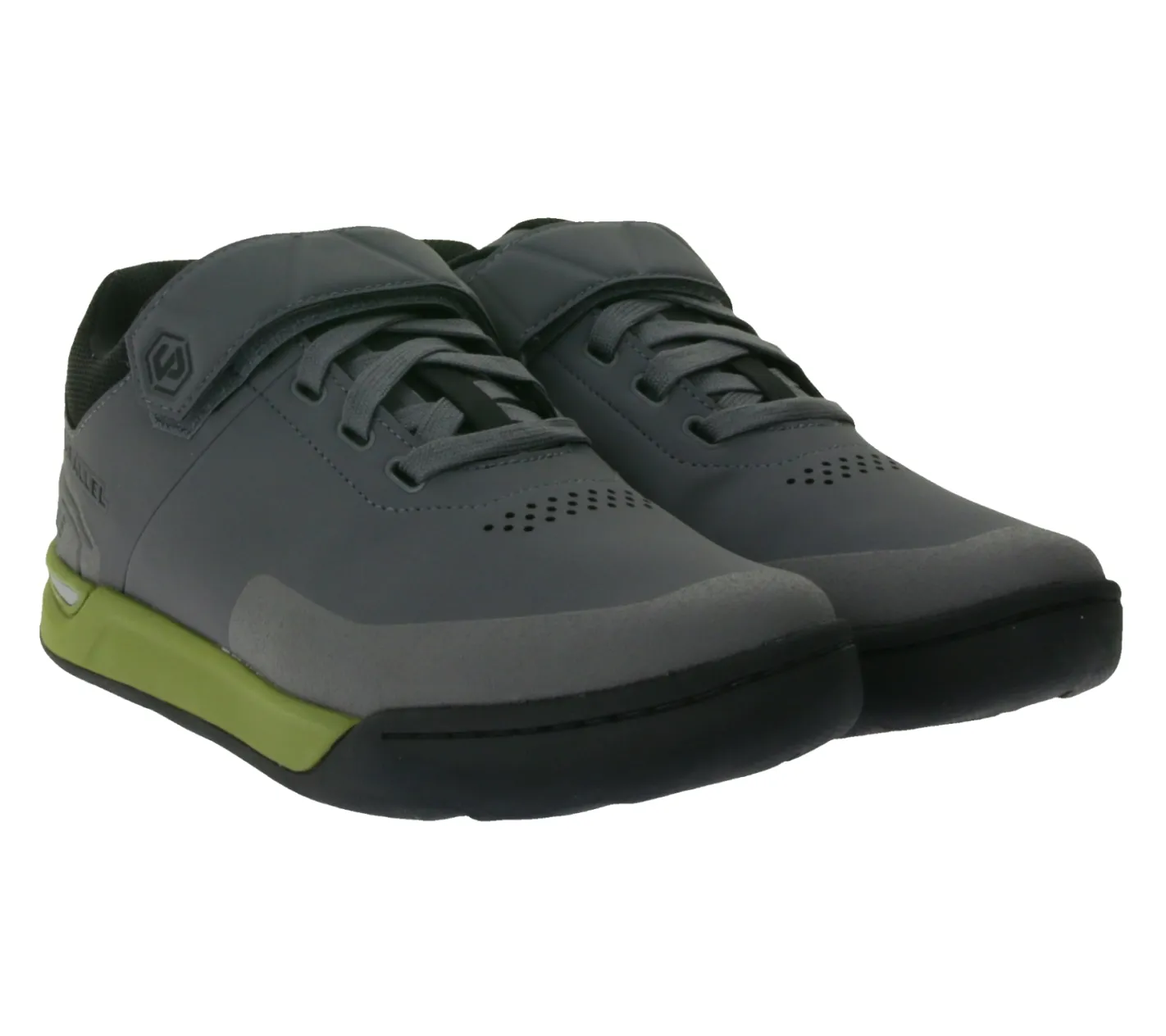 Radsport|Sneaker & Turnschuhe*UNPARALLEL UP Link Damen oder Herren Fahrrad-Schuhe mit EVA-Sohle MTB-Schuhe vibrationsabsorbierende Sport-Sneaker mit OrthoLite Fahrrad-Sport mit Klettverschluss 291522 in Dunkelgrau/Grün oder Dunkelblau/Grau