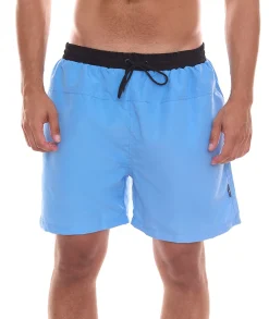 Nachtwäsche & Bademode*urban ace Herren Badeshorts schnell trocknende Bade-Hose mit Kordelzug ohne Innenslip , Schwarz/Rot oder Schwarz/Grau Blau