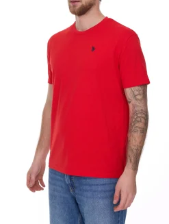 T-Shirts & Tank Tops*U.S. POLO ASSN. Herren Basic T-Shirt mit Marken-Stickerei Baumwoll-Shirt US40 154 035 002387 153 Rot