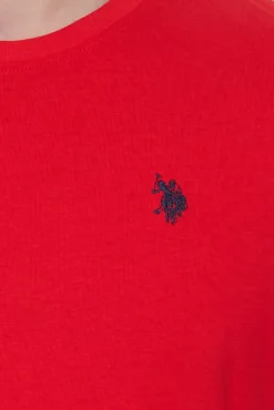 T-Shirts & Tank Tops*U.S. POLO ASSN. Herren Basic T-Shirt mit Marken-Stickerei Baumwoll-Shirt US40 154 035 002387 153 Rot