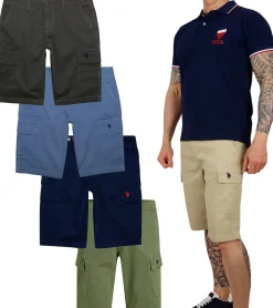 Shorts & Bermudas*U.S. POLO ASSN. Herren Freizeit-Cargo Shorts leichte Freizeit-Shorts mit U.S. Polo Stickerei kurze Hose 143 68147 52661 in Khaki, Blau, Beige oder Grau