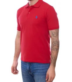 Hemden & Poloshirts*U.S. POLO ASSN. Herren Polo-Shirt Basic-Shirt Baumwoll-Shirt Kurzarm-Shirt 197 61092 52520 155 Rot/Blau