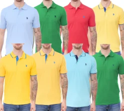 Hemden & Poloshirts*U.S. POLO ASSN. Herren Polo-Shirt schlicht oder mit farblichen Akzenten Basic-Shirt Baumwoll-Shirt Kurzarm-Shirt Gelb, Blau, Rot, Grün, Türkis, Hellblau, Schwarz