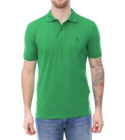 Hemden & Poloshirts*U.S. POLO ASSN. Herren Polo-Shirt Basic-Shirt Baumwoll-Shirt Kurzarm-Shirt 197 63881 52520 349 Grün