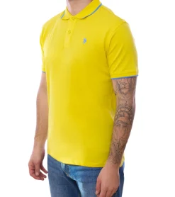 Hemden & Poloshirts*U.S. POLO ASSN. Herren Polo-Shirt Basic-Shirt Baumwoll-Shirt Kurzarm-Shirt 197 63899 52520 115 Gelb/Hellblau