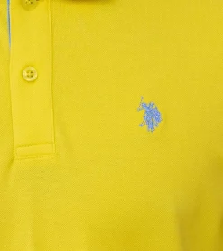 Hemden & Poloshirts*U.S. POLO ASSN. Herren Polo-Shirt Basic-Shirt Baumwoll-Shirt Kurzarm-Shirt 197 63899 52520 115 Gelb/Hellblau