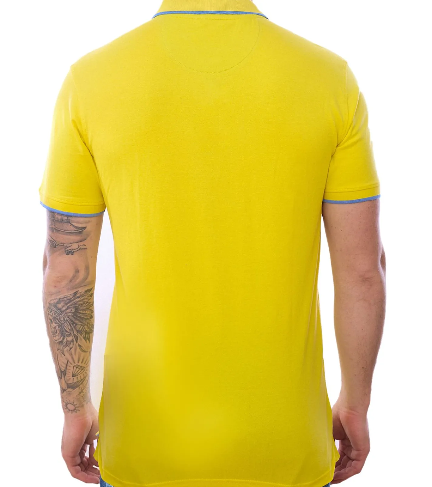 Hemden & Poloshirts*U.S. POLO ASSN. Herren Polo-Shirt Basic-Shirt Baumwoll-Shirt Kurzarm-Shirt 197 63899 52520 115 Gelb/Hellblau