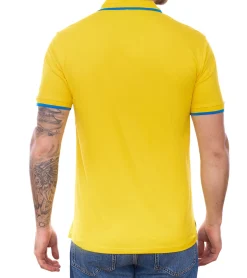 Hemden & Poloshirts*U.S. POLO ASSN. Herren Polo-Shirt Basic-Shirt Baumwoll-Shirt Kurzarm-Shirt in Gelb oder Rot mit blauen Details