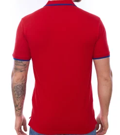 Hemden & Poloshirts*U.S. POLO ASSN. Herren Polo-Shirt Basic-Shirt Baumwoll-Shirt Kurzarm-Shirt in Gelb oder Rot mit blauen Details