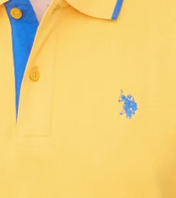 Hemden & Poloshirts*U.S. POLO ASSN. Herren Polo-Shirt Basic-Shirt Baumwoll-Shirt Kurzarm-Shirt 197 62779 52520 112 Gelb-Orange/Blau