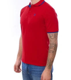 Hemden & Poloshirts*U.S. POLO ASSN. Herren Polo-Shirt Basic-Shirt Baumwoll-Shirt Kurzarm-Shirt 197 66835 52520 152 Dunkelrot/Blau