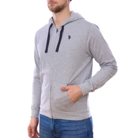 Pullover & Sweater|Große Größen*U.S. POLO ASSN. Herren Sweat-Jacke mit Kapuze Baumwoll-Jacke Pullover 162 62510 52191 282 Grau