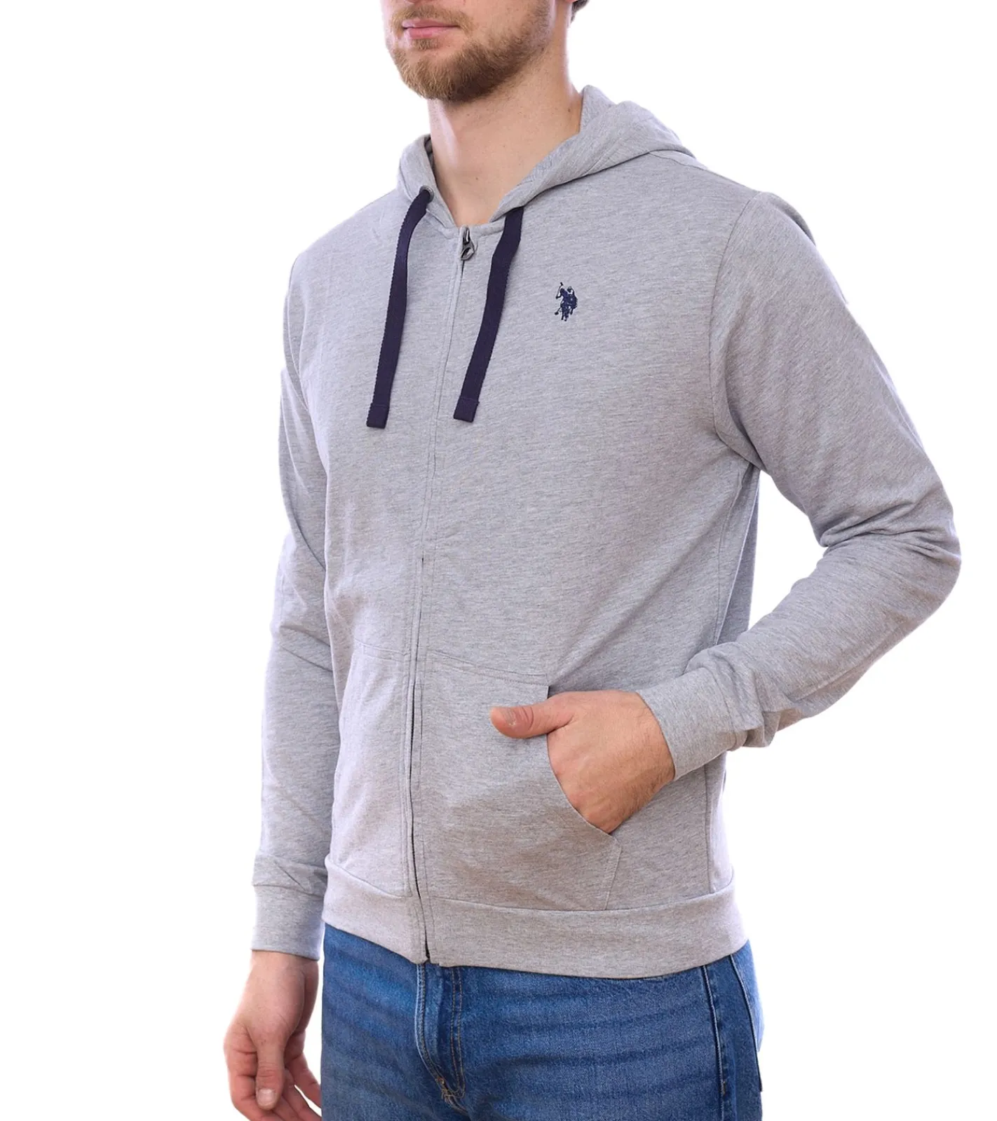 Pullover & Sweater|Große Größen*U.S. POLO ASSN. Herren Sweat-Jacke mit Kapuze Baumwoll-Jacke Pullover 162 62510 52191 282 Grau