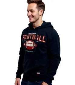 Pullover & Sweater*U.S. SPORT AMERICA Herren Hoodie mit Kapuze und großem Schriftzug Baumwoll-Hoodie Sommer-Pullover Freizeit-Hoodie Blau