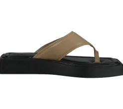 Zehentrenner & Sandalen*VAGABOND Damen Echtleder-Schuhe Zehentrenner Sommer-Schuhe 5336-201-08 Schwarz/Beige