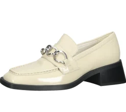 Ballerinas & Slipper*VAGABOND Damen Echtleder-Schuhe in Lack-Optik Mokassins Slipper mit Zierschnalle 5317-060-05 Beige/Silber