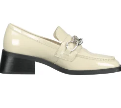 Ballerinas & Slipper*VAGABOND Damen Echtleder-Schuhe in Lack-Optik Mokassins Slipper mit Zierschnalle 5317-060-05 Beige/Silber