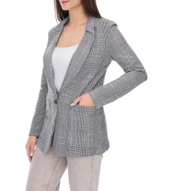 Blazer & Sakko*vestino Damen Blazer karierter Frühlings-Blazer mit Reverskragen Alltags-Sakko 900719 Grau