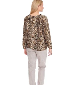 Poloshirts & Blusen|Tops & T-Shirts*vestino Damen Bluse Off-Shoulder Carmen-Bluse mit Leoparden-Print Sommer-Shirt 900319 Beige/Schwarz