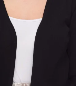 Strickjacken & Cardigans*vestino Damen Bolero Strick-Jacke mit schmalen Rippbündchen Cardigan 901318 Schwarz