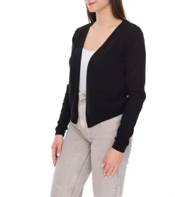 Strickjacken & Cardigans*vestino Damen Bolero Strick-Jacke mit schmalen Rippbündchen Cardigan 901318 Schwarz