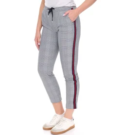 Hosen & Jeans*vestino Damen Business-Hose karierte Stoff-Hose Freizeit-Hose Grau/Schwarz