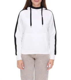 Sweater & Pullover*vestino Damen Hoodie mit Kontrast-Streifen Kapuzen-Pullover Alltags-Pulli 900031 Weiß