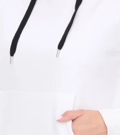 Sweater & Pullover*vestino Damen Hoodie mit Kontrast-Streifen Kapuzen-Pullover Alltags-Pulli 900031 Weiß