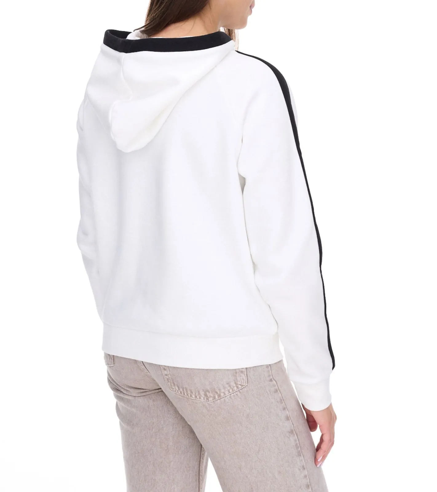 Sweater & Pullover*vestino Damen Hoodie mit Kontrast-Streifen Kapuzen-Pullover Alltags-Pulli 900031 Weiß