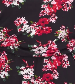 Jumpsuits*vestino Damen Jumpsuit mit Blumen-Print Sommer-Einteiler Langarm-Overall verstellbare Träger 900379 Schwarz