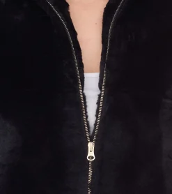 Mäntel & Jacken*vestino Damen Kunstfell-Jacke mit Reißverschluss und Stehkragen Frühlings-Jacke 900710 Schwarz