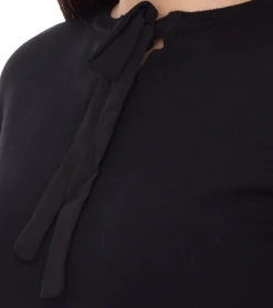 Sweater & Pullover*vestino Damen Pullover mit Schleife Langarm-Shirt Alltags-Pullover 901088 Schwarz