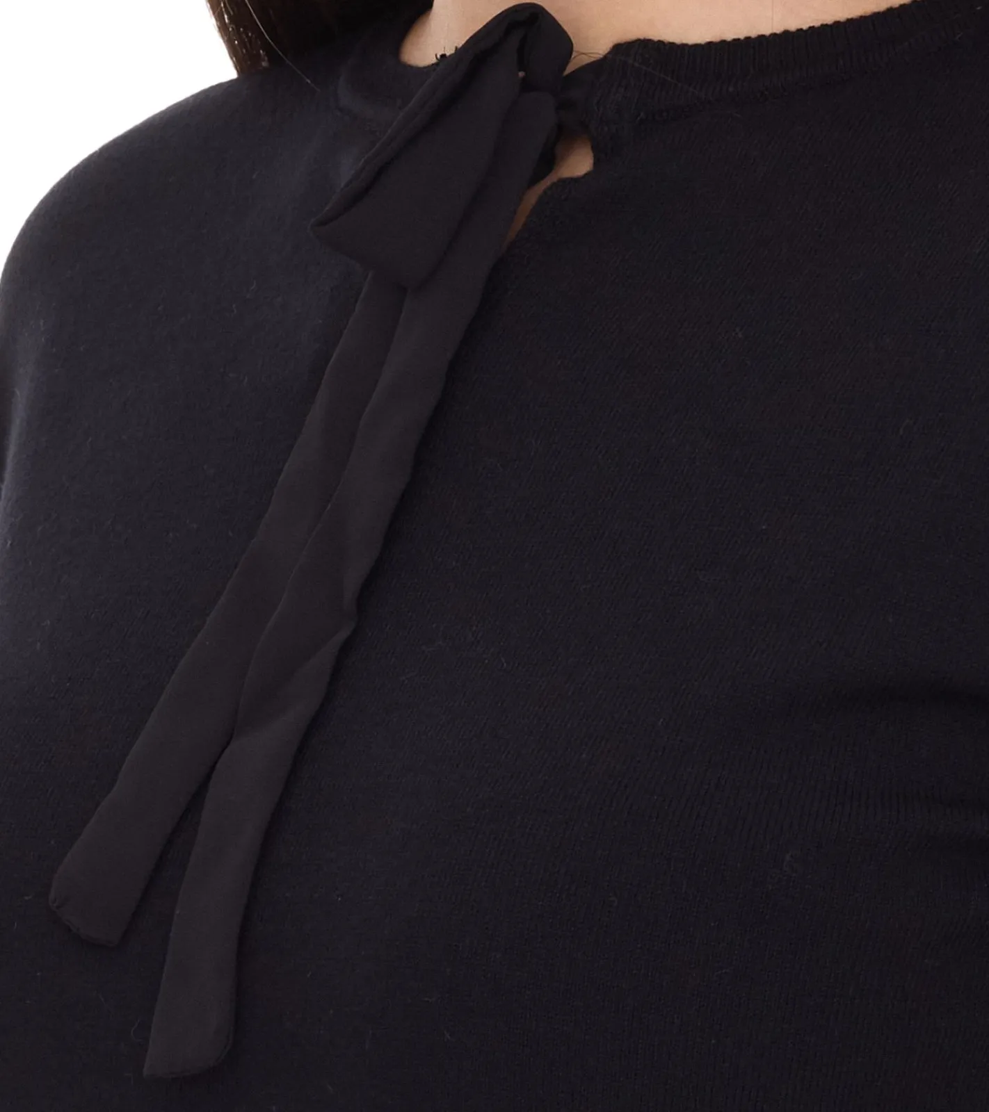 Sweater & Pullover*vestino Damen Pullover mit Schleife Langarm-Shirt Alltags-Pullover 901088 Schwarz