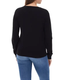Sweater & Pullover*vestino Damen Pullover mit Schleife Langarm-Shirt Alltags-Pullover 901088 Schwarz