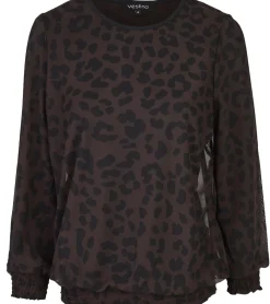 Sweater & Pullover|Poloshirts & Blusen*vestino Damen Pullover mit Leo-Print Langarm-Shirt Mesh-Pullover 900309 Braun